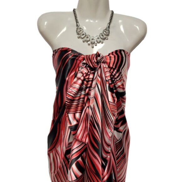 Red and Black Pareo Sarong Skirt Strapless Dress Beach Wedding - NEW - Picture 7 of 12